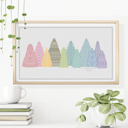 Christmas Trees Blackwork Pattern by Peppermint Purple