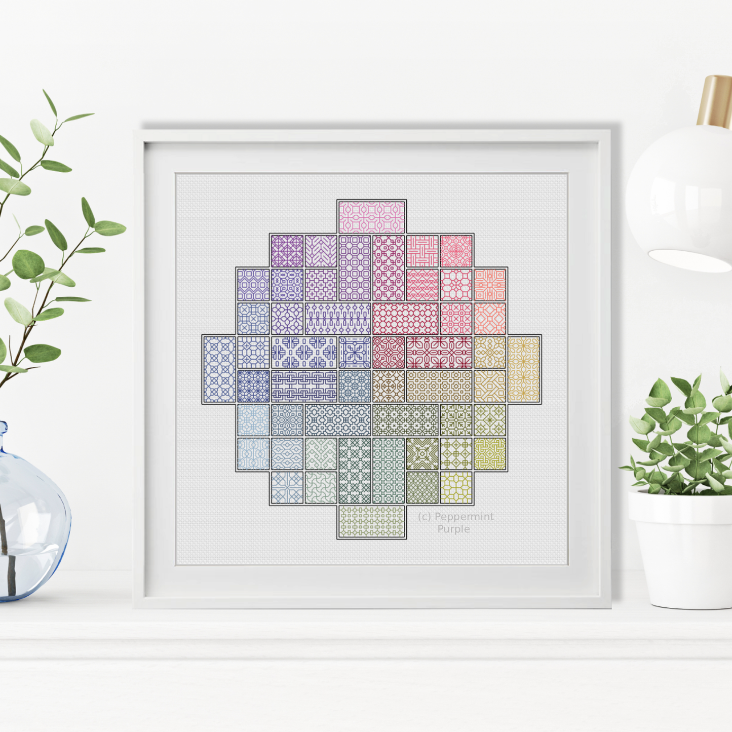 2021 Blackwork SAL - Square Blackwork Pattern by Peppermint Purple