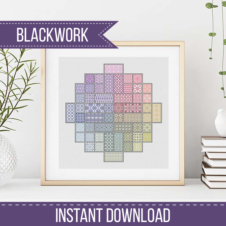 2021 Blackwork SAL - Square Blackwork Pattern by Peppermint Purple