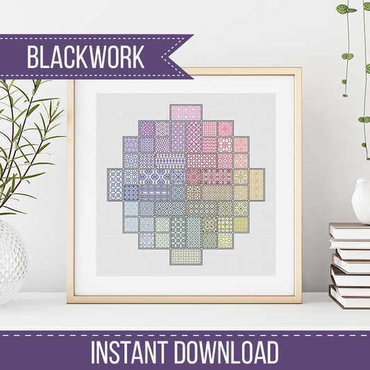 2021 Blackwork SAL - Square Blackwork Pattern by Peppermint Purple