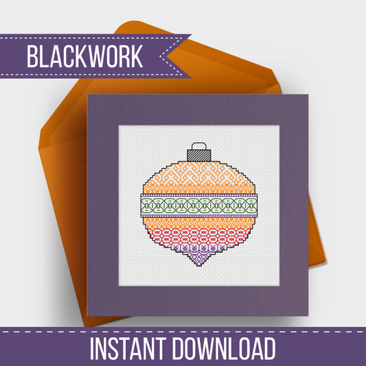 Bauble Card Blackwork Pattern by Peppermint Purple