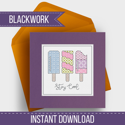 Stay Cool Blackwork Pattern by Peppermint Purple