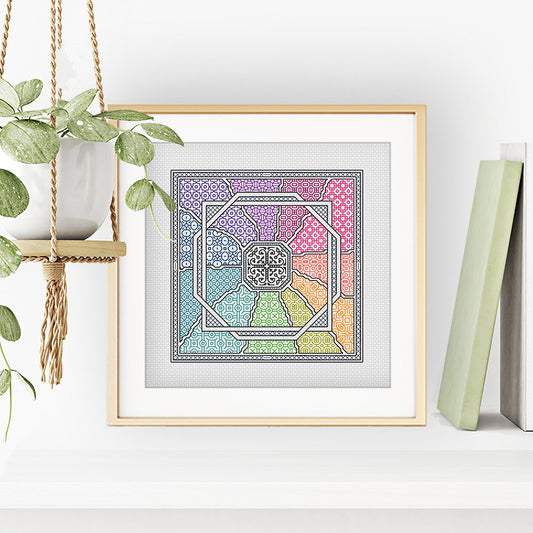 Rainbow Rays Blackwork Pattern by Peppermint Purple