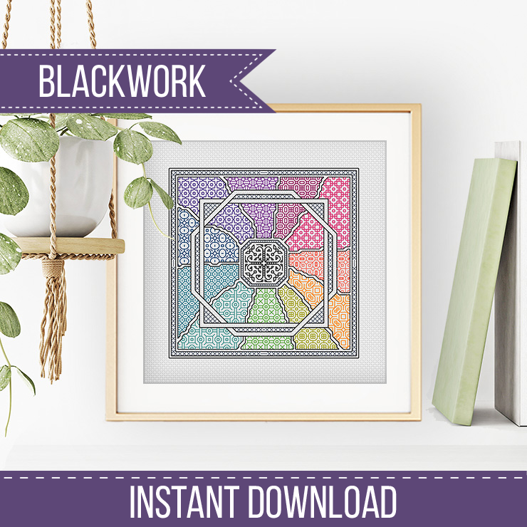 Rainbow Rays Blackwork Pattern by Peppermint Purple