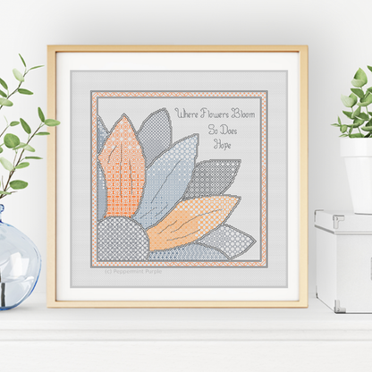 Hope Blooms Blackwork Pattern by Peppermint Purple
