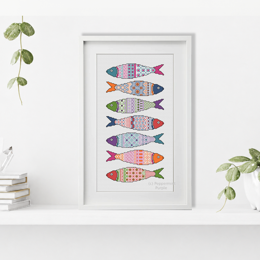 Portuguese Sardines Blackwork Pattern by Peppermint Purple
