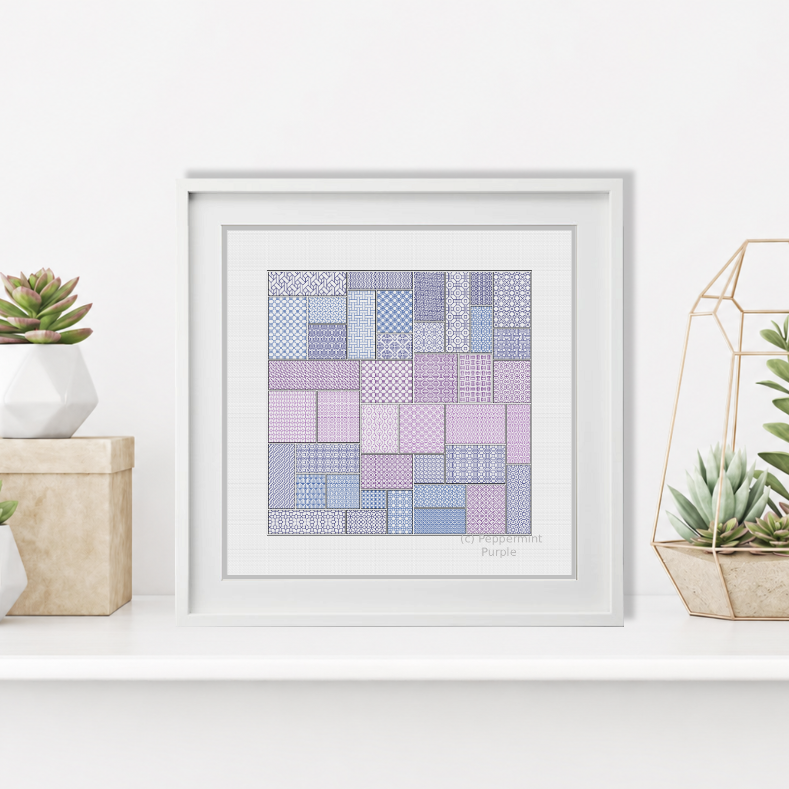Blackwork Rectangles Blackwork Pattern by Peppermint Purple