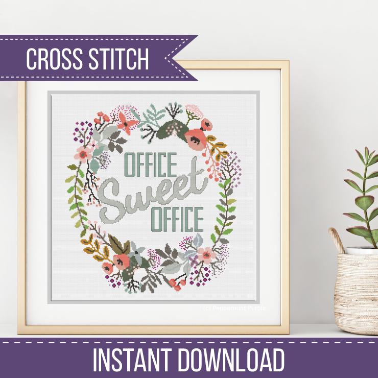 Office Sweet Office Cross Stitch Pattern by Peppermint Purple