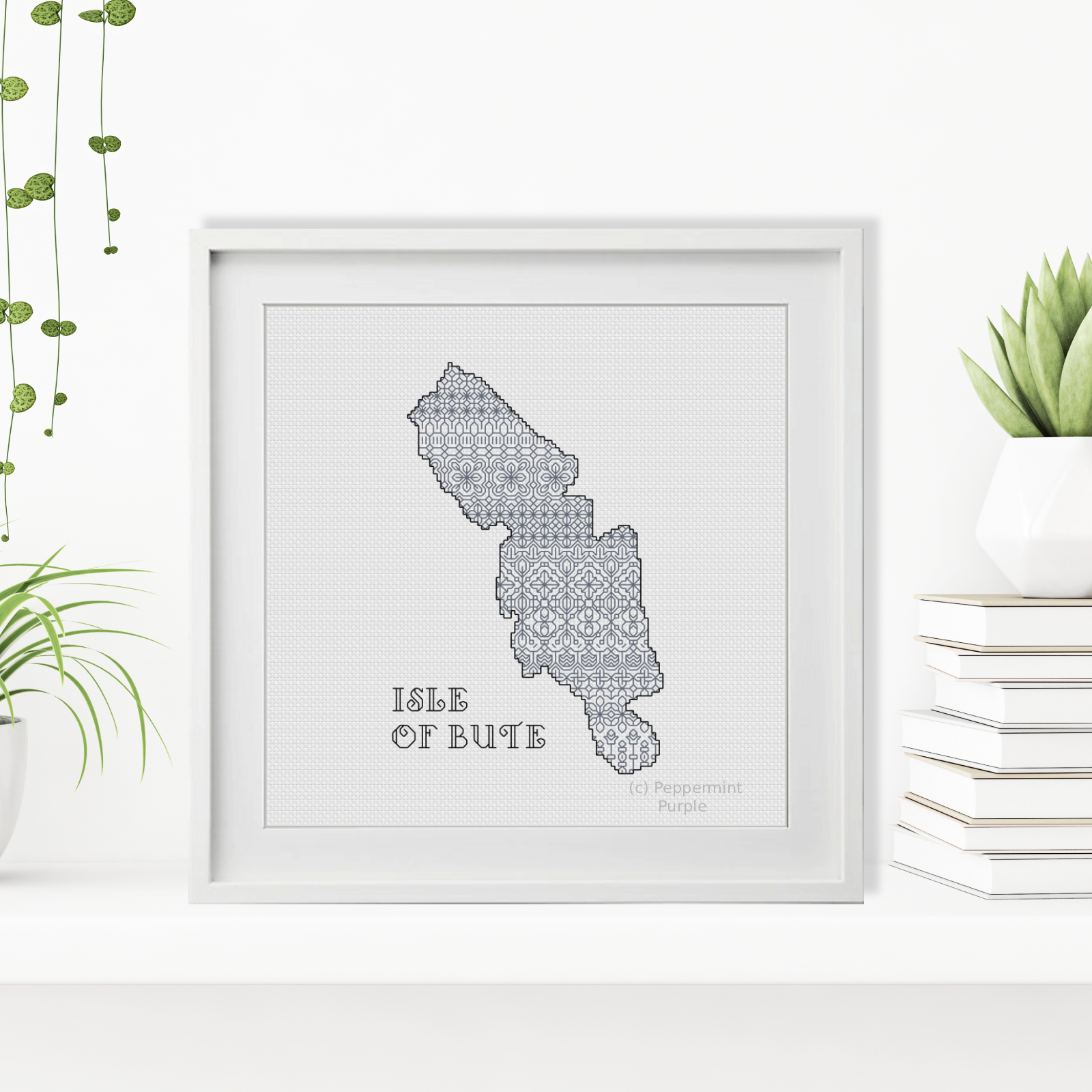 Isle Of Bute Blackwork Pattern by Peppermint Purple