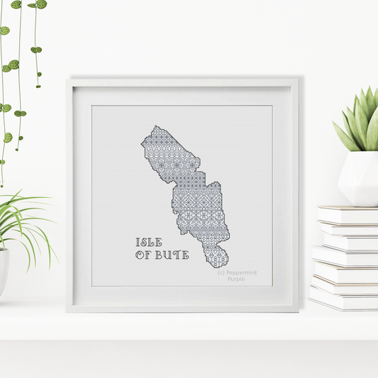 Isle Of Bute Blackwork Pattern by Peppermint Purple