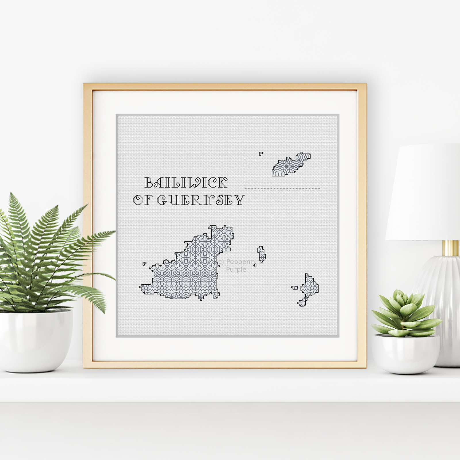 Bailiwick of Guernsey Blackwork Pattern by Peppermint Purple