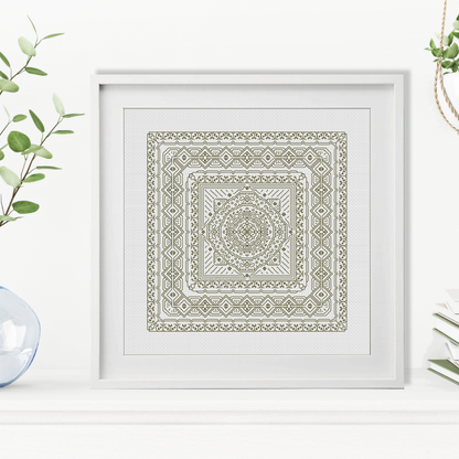 Study In Khaki Green Blackwork