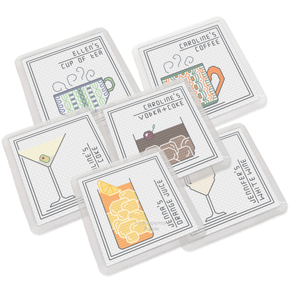 Personalised Drinks Coasters Blackwork Pattern by Peppermint Purple