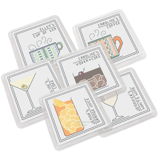 Personalised Drinks Coasters Blackwork Pattern by Peppermint Purple