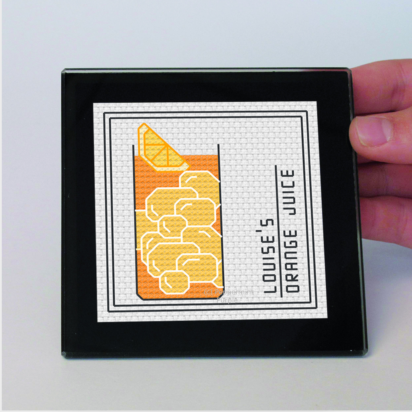 Personalised Drinks Coasters Blackwork Pattern by Peppermint Purple