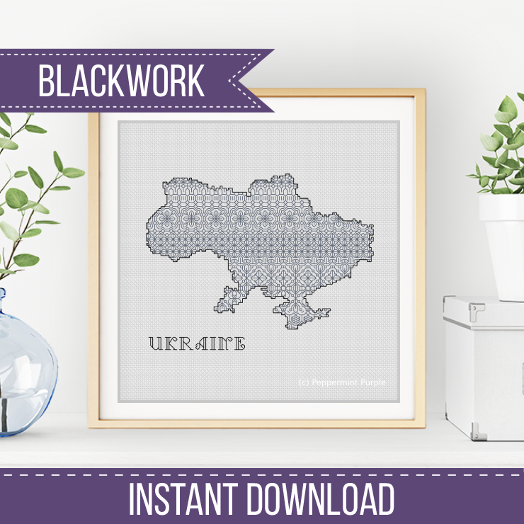Ukraine Blackwork Pattern Blackwork Pattern by Peppermint Purple