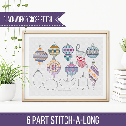 Baubles Galore - 2025 Blackwork Pattern by Peppermint Purple