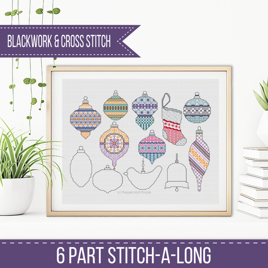 Baubles Galore - 2025 Blackwork Pattern by Peppermint Purple