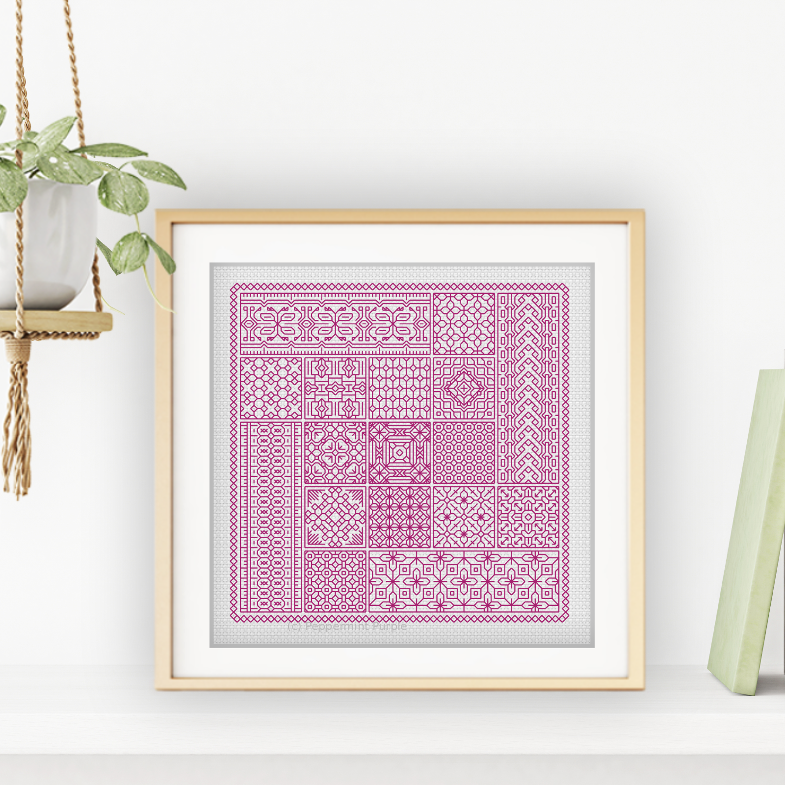 Relax in Plum Blackwork Blackwork Pattern by Peppermint Purple
