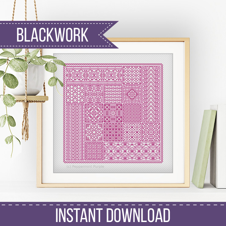 Relax in Plum Blackwork Blackwork Pattern by Peppermint Purple