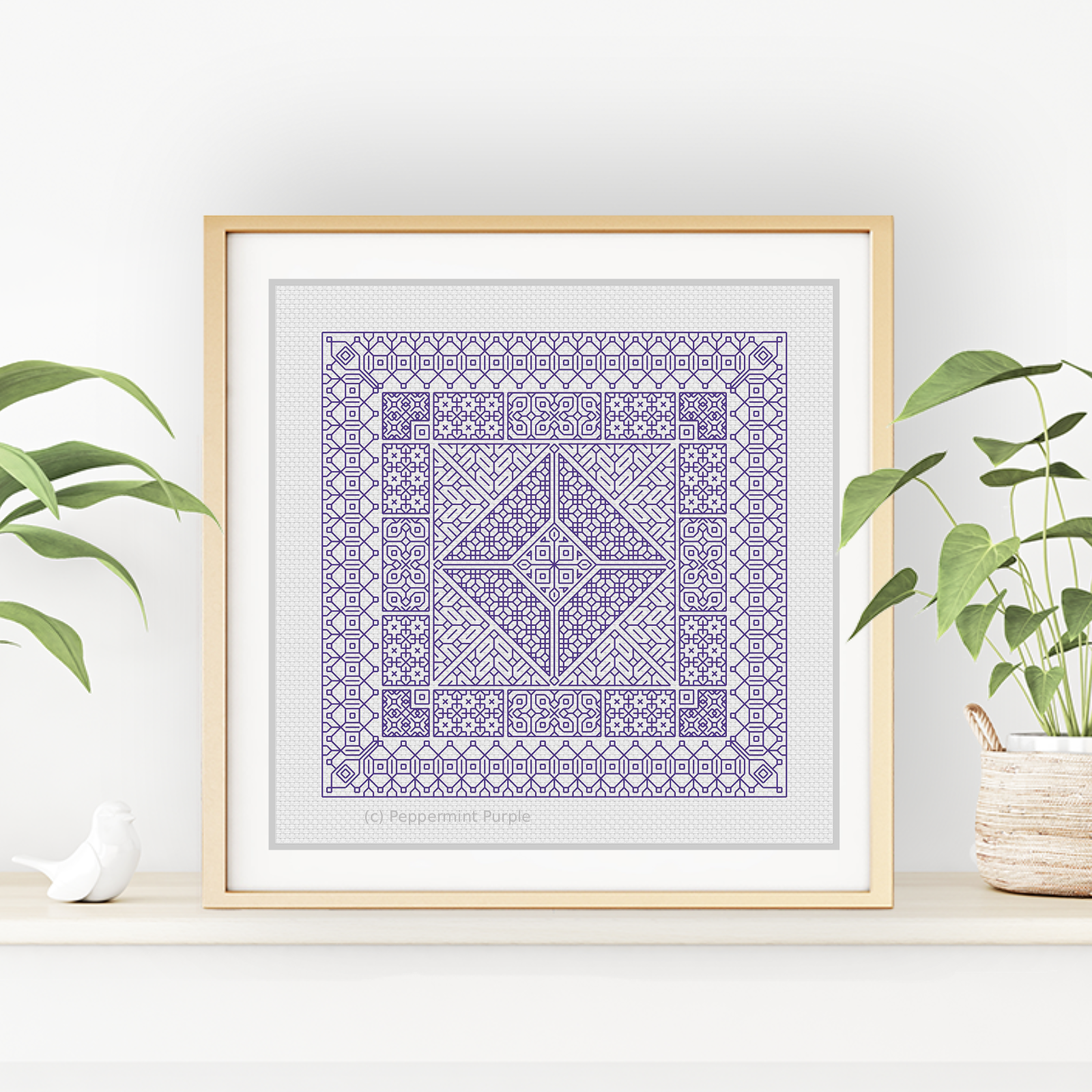 Relax in Blue Violet Blackwork Blackwork Pattern by Peppermint Purple