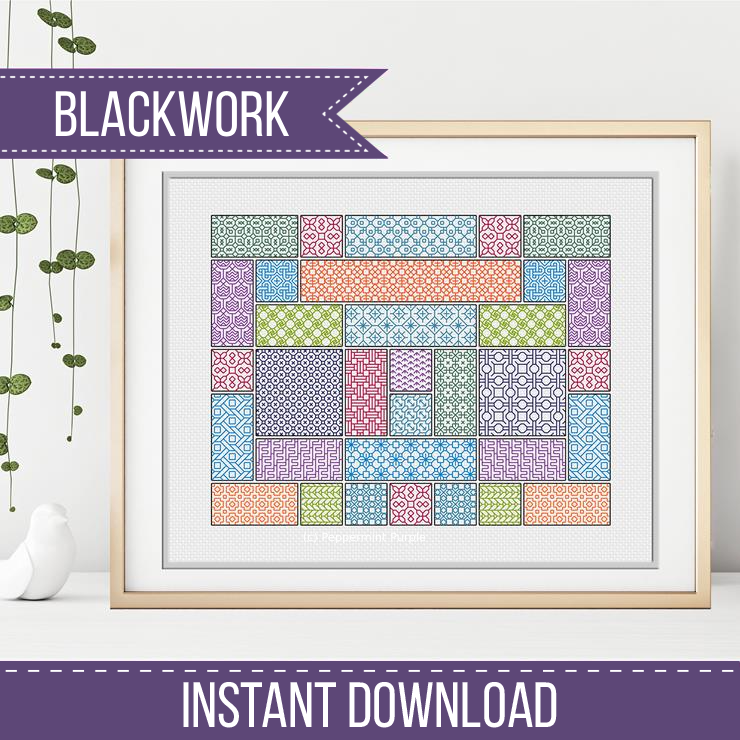 Glorious Rectangles Blackwork Pattern by Peppermint Purple