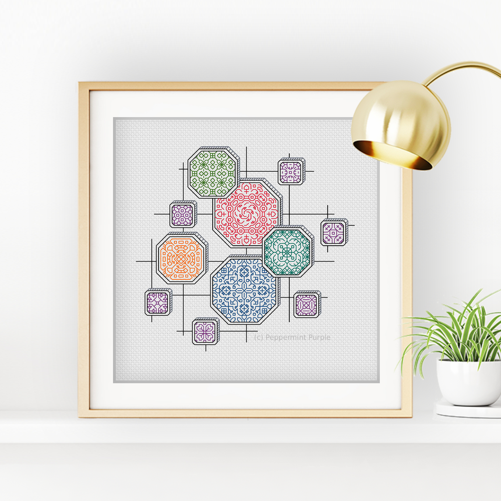 Abstract Octagons Blackwork Blackwork Pattern by Peppermint Purple