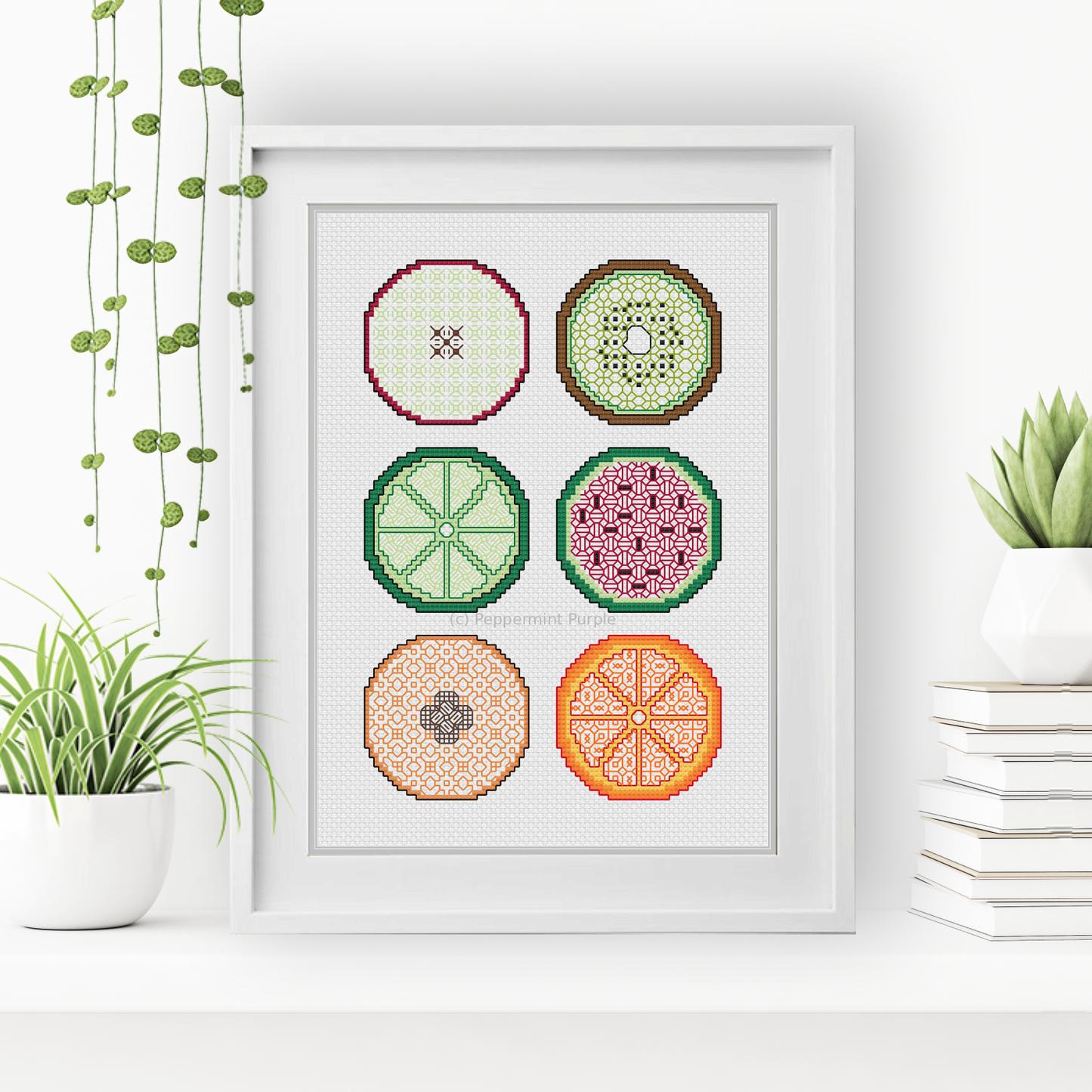 Fruit Coasters Blackwork Pattern by Peppermint Purple