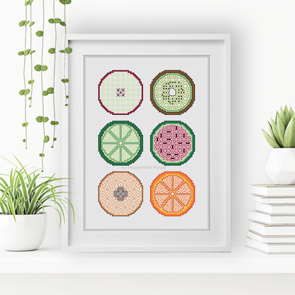 Fruit Coasters Blackwork Pattern by Peppermint Purple