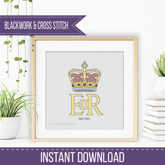 Queen Elizabeth II Blackwork Pattern by Peppermint Purple