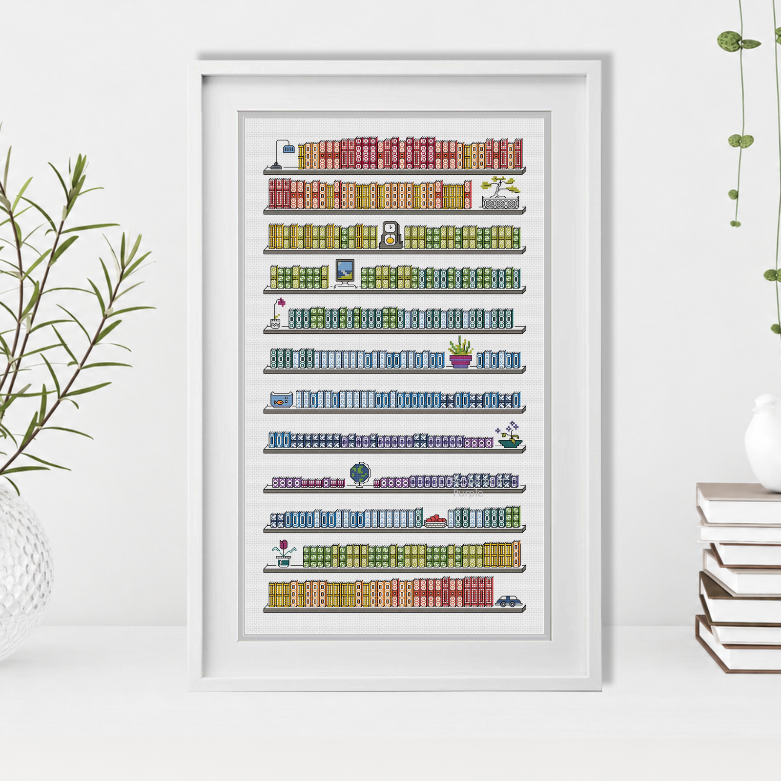 Books Daily Temperature Chart Blackwork Pattern by Peppermint Purple