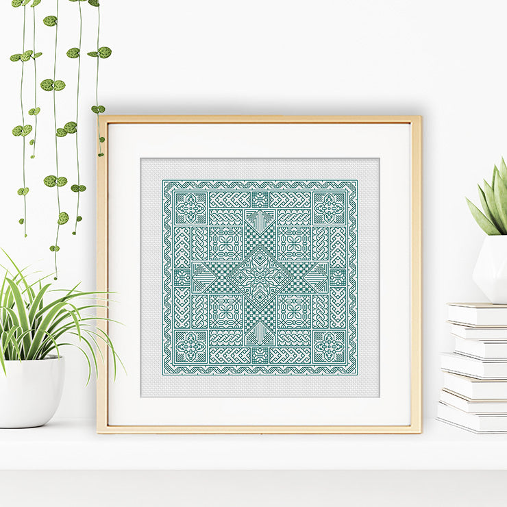 Relax in Teal Blackwork Blackwork Pattern by Peppermint Purple