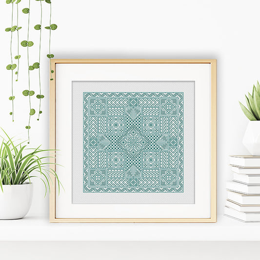 Relax in Teal Blackwork Blackwork Pattern by Peppermint Purple