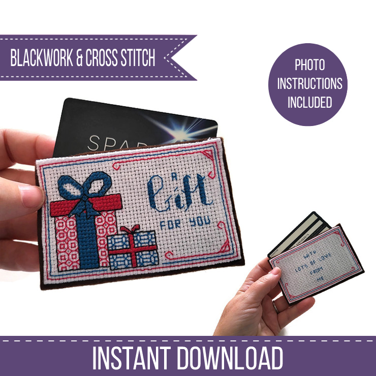 Gift For You - Gift Card Wallet Blackwork Pattern by Peppermint Purple