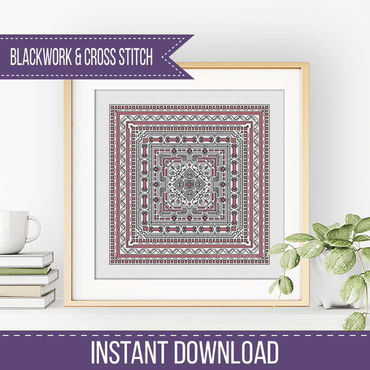 Hints of Ribbon Blackwork Pattern by Peppermint Purple