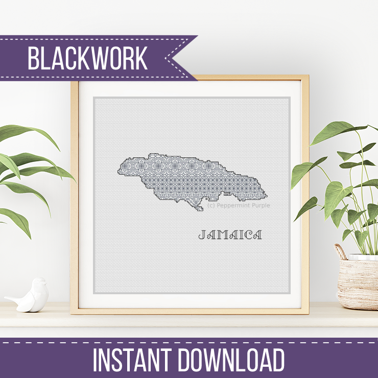 Jamaica Blackwork Pattern Blackwork Pattern by Peppermint Purple