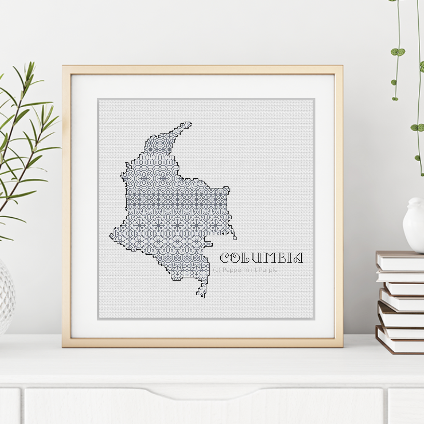 Colombia Blackwork Pattern Blackwork Pattern by Peppermint Purple