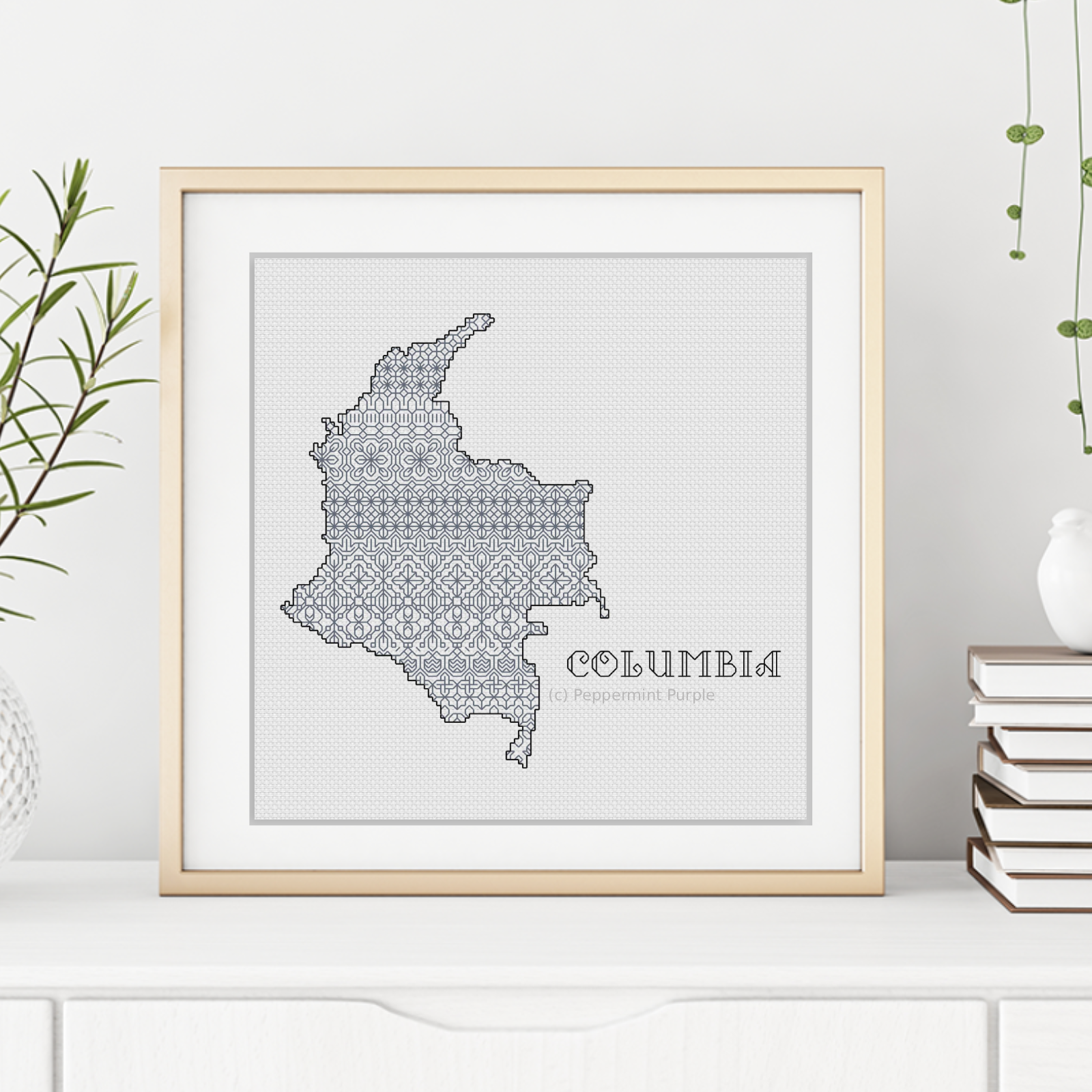 Colombia Blackwork Pattern Blackwork Pattern by Peppermint Purple