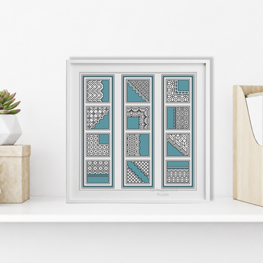 Turquoise Bookmarks Blackwork Pattern by Peppermint Purple