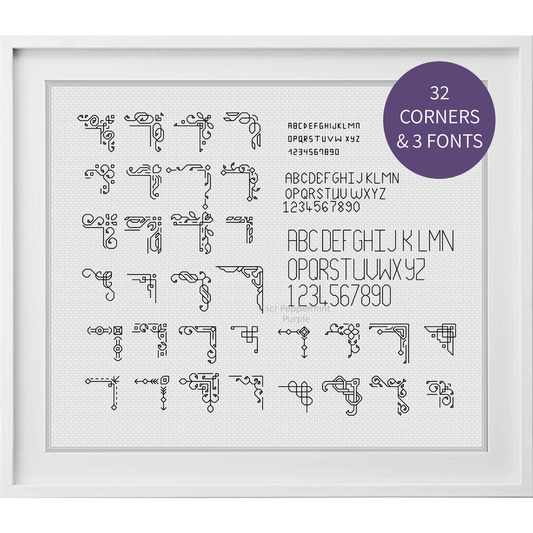 32 Blackwork Corners Blackwork Font by Peppermint Purple