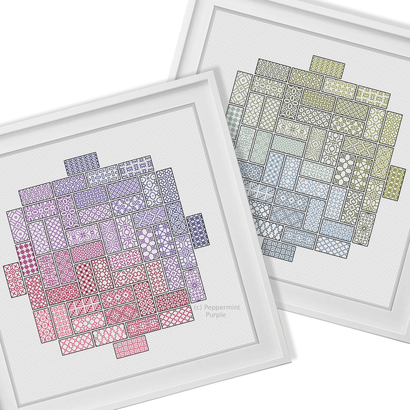 2022 Blackwork SAL - Layout 1 Blackwork Pattern by Peppermint Purple