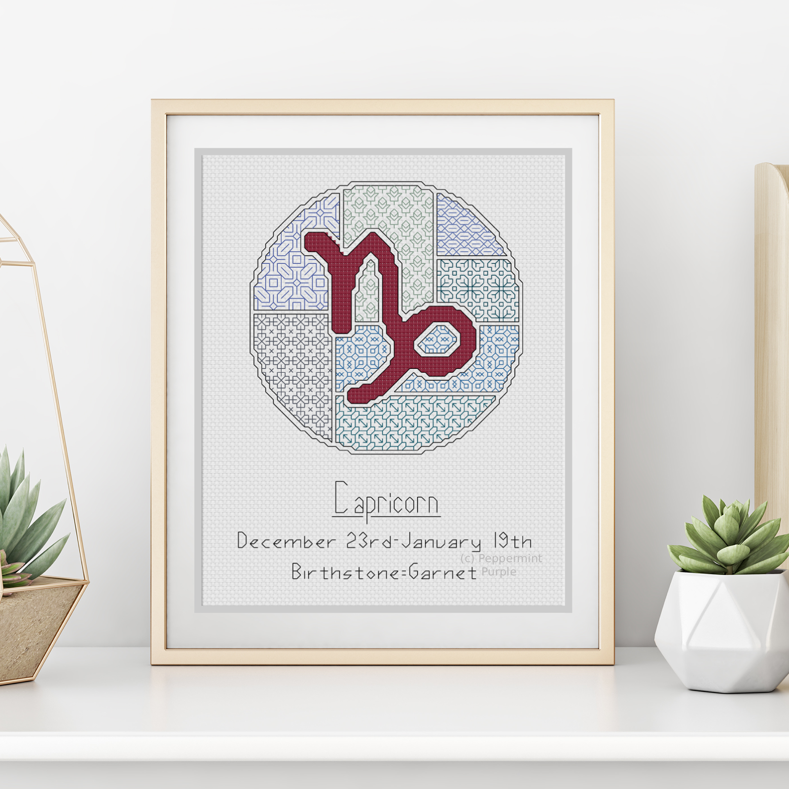 Capricorn Blackwork Blackwork Pattern by Peppermint Purple