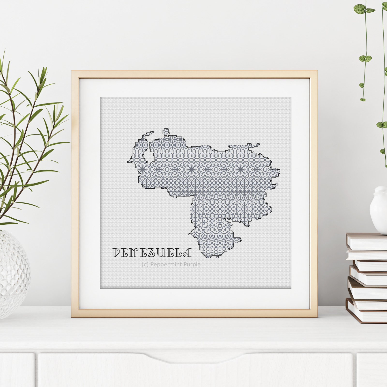 Venezuela Blackwork Pattern Blackwork Pattern by Peppermint Purple