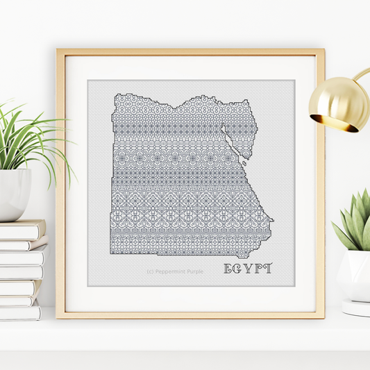 Egypt Blackwork Pattern Blackwork Pattern by Peppermint Purple