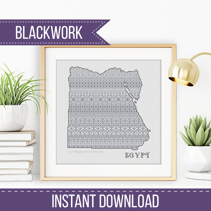 Egypt Blackwork Pattern Blackwork Pattern by Peppermint Purple