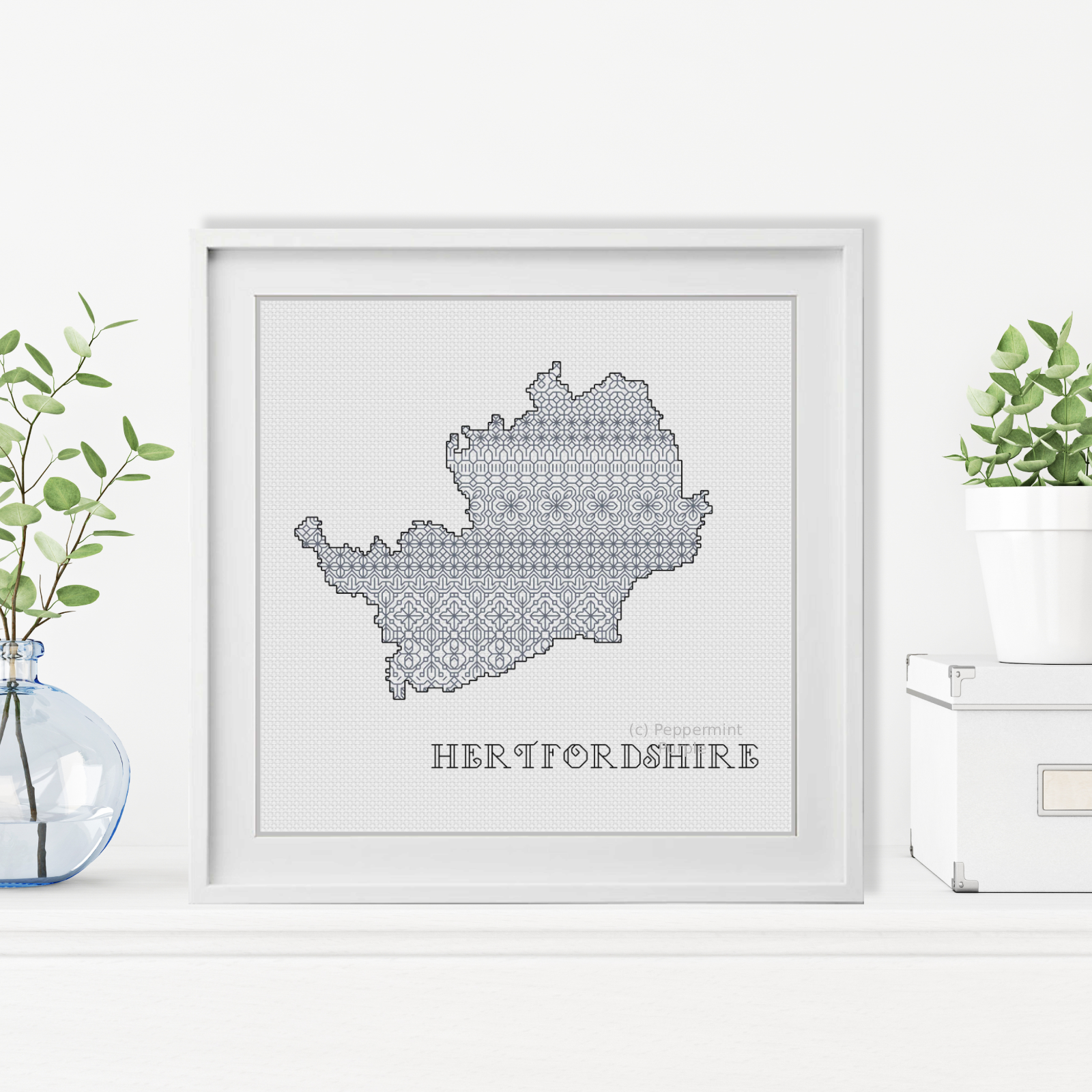 Hertfordshire Blackwork Pattern Blackwork Pattern by Peppermint Purple