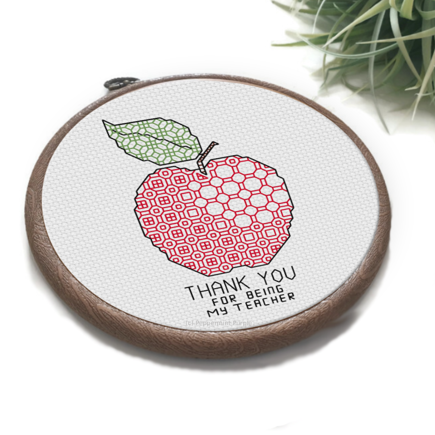 Teacher Thanks Blackwork Pattern by Peppermint Purple