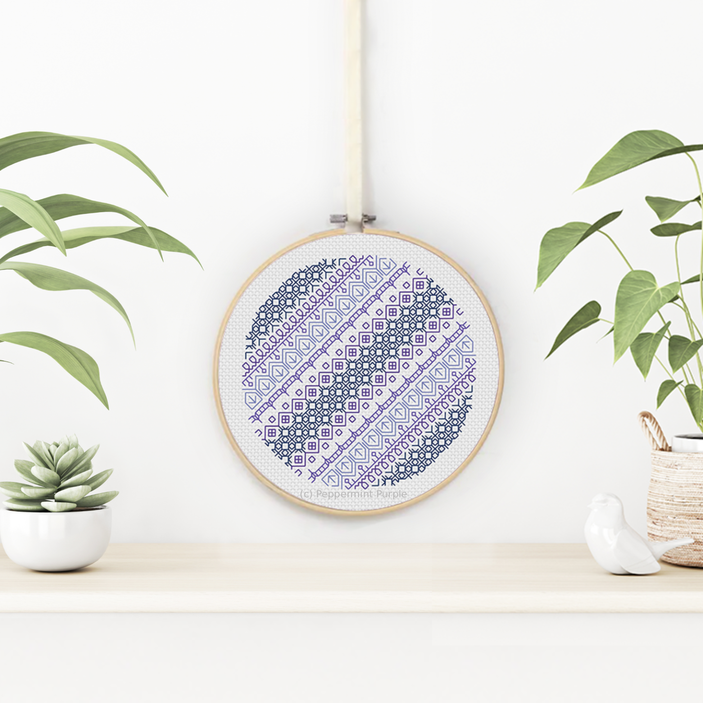 Diagonal Blues Blackwork Pattern by Peppermint Purple