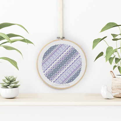 Diagonal Blues Blackwork Pattern by Peppermint Purple