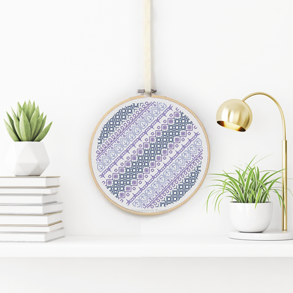 Diagonal Blues Blackwork Pattern by Peppermint Purple